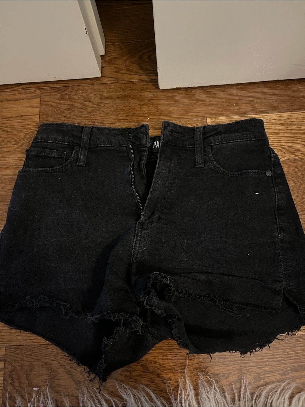 Black PAIGE Distressed High-Waist Women’s Denim Shorts SIZE 27